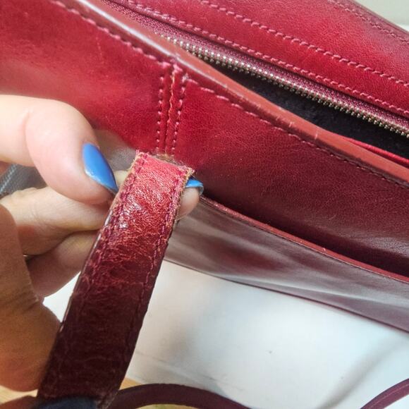 Monsac Red Leather Satchel Shoulder Bag Purse. Soft Smooth High Quality. Italy - Picture 15 of 16